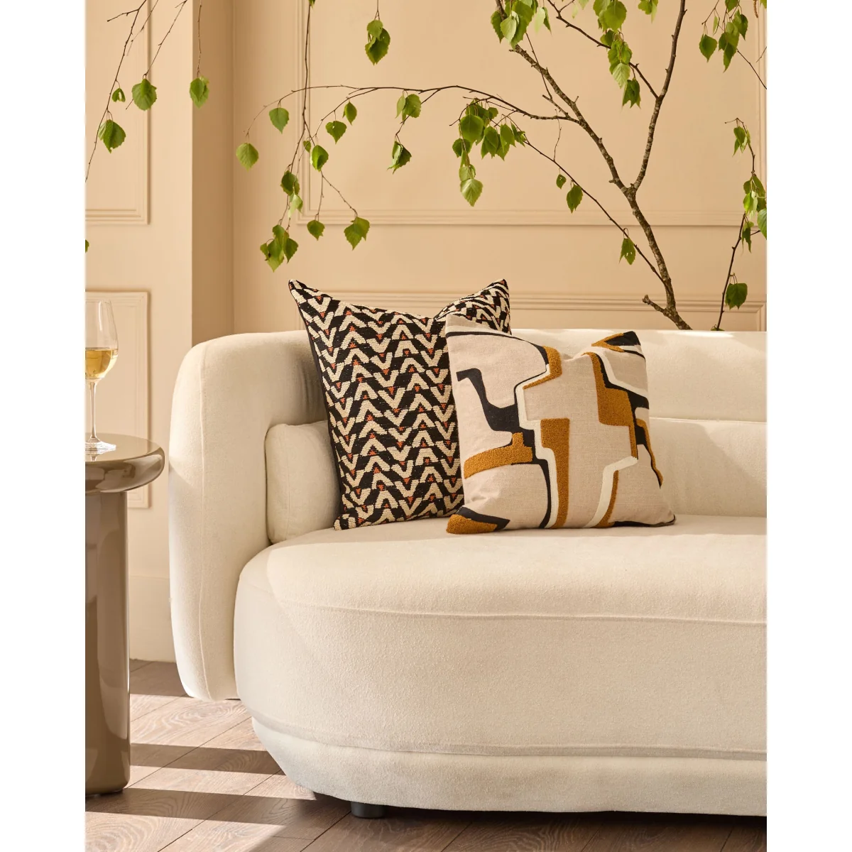 Teela black patterned large cushion – image 3
