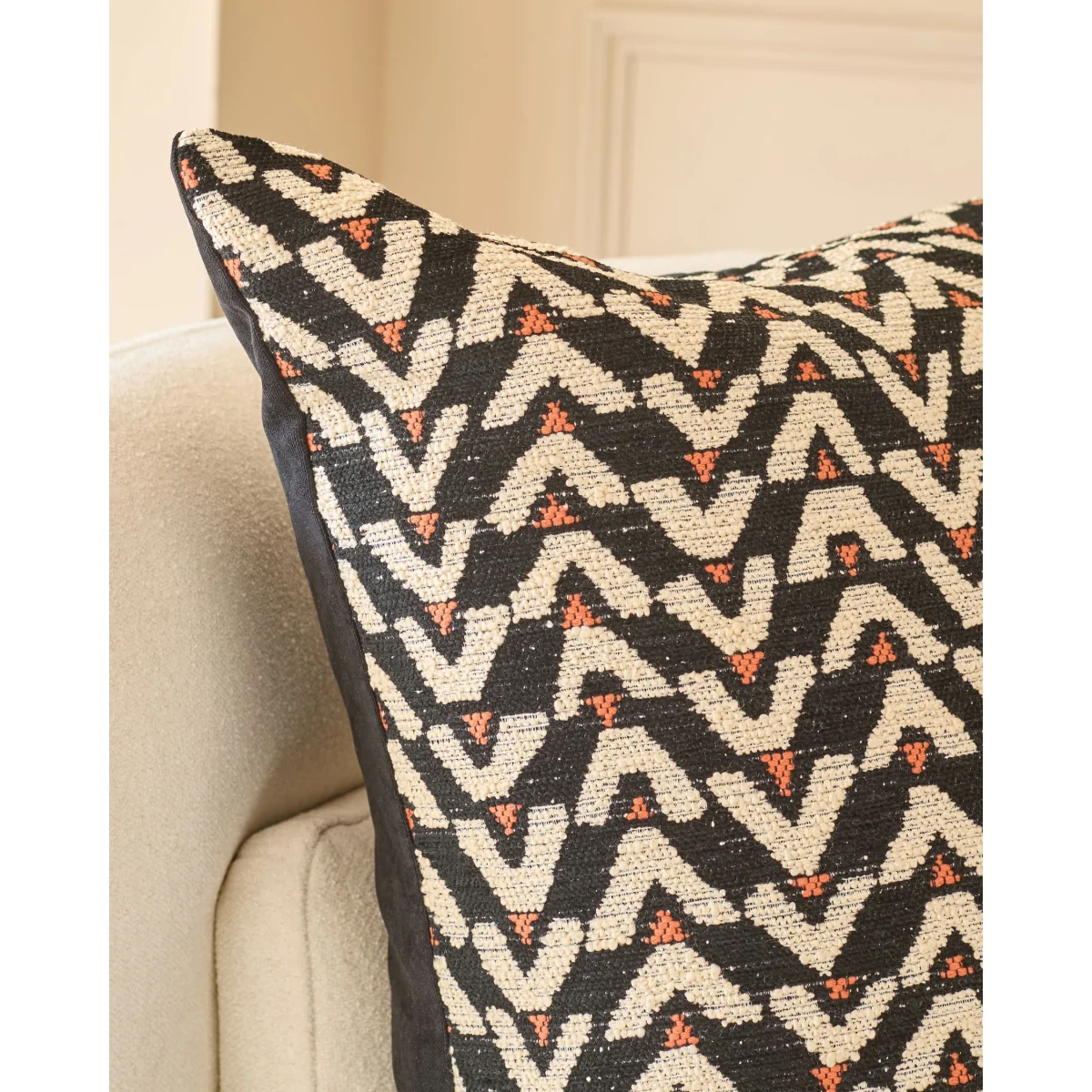 Teela black patterned large cushion – image 4