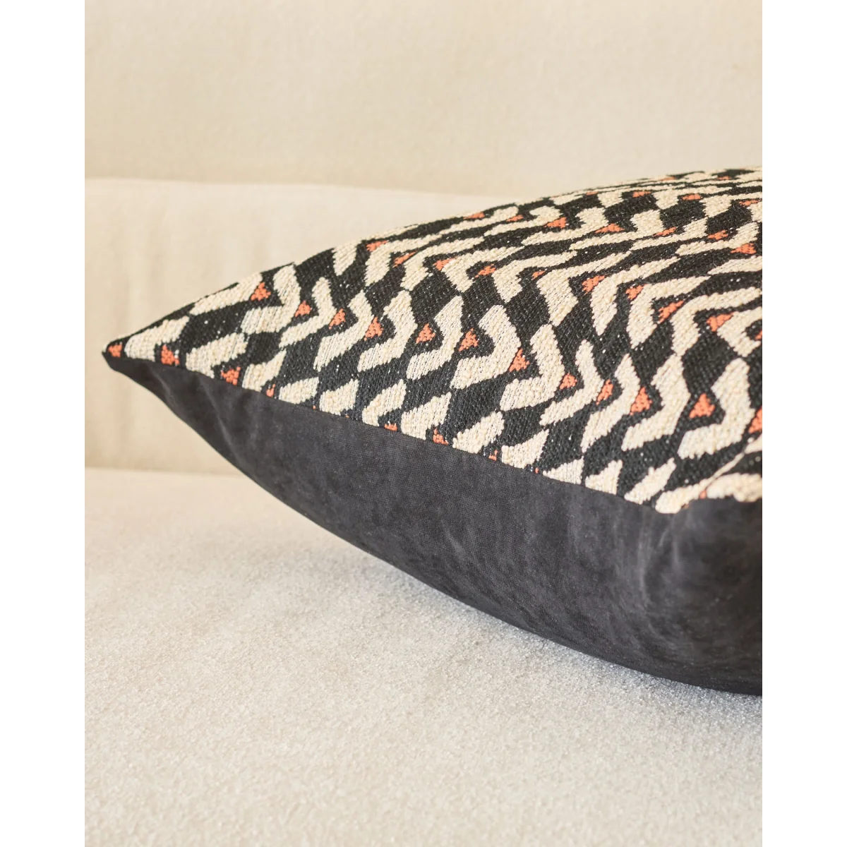 Teela black patterned large cushion – image 5