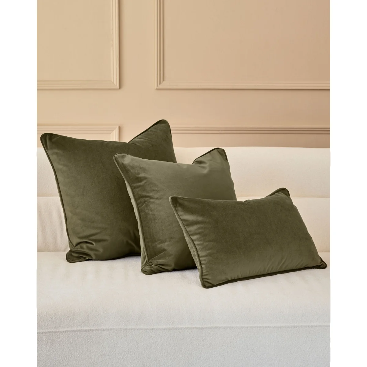 Luca olive green medium cushion – image 3