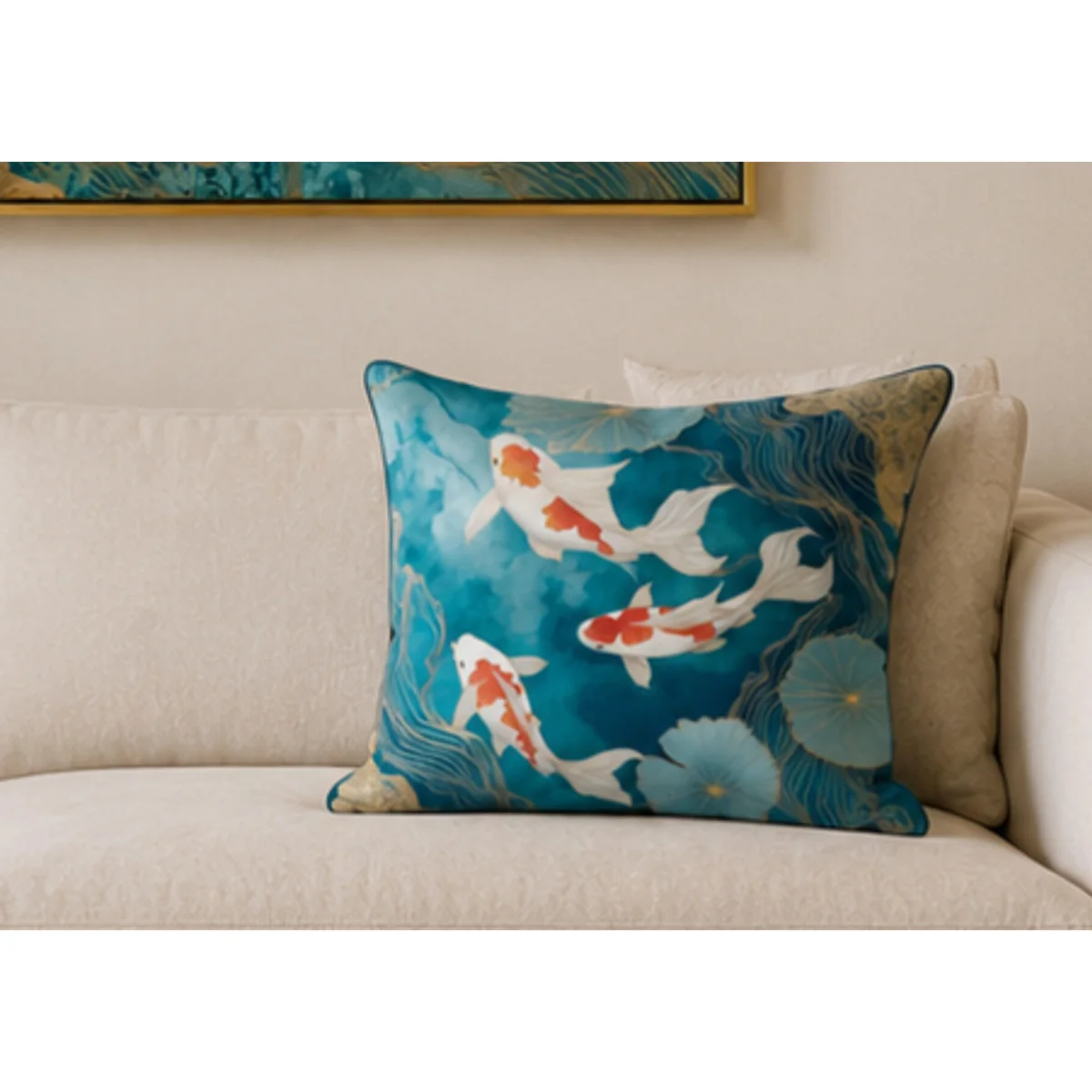 Teal River Koi Large Feather Cushion - Home Accessories - In Time for Christmas – image 2