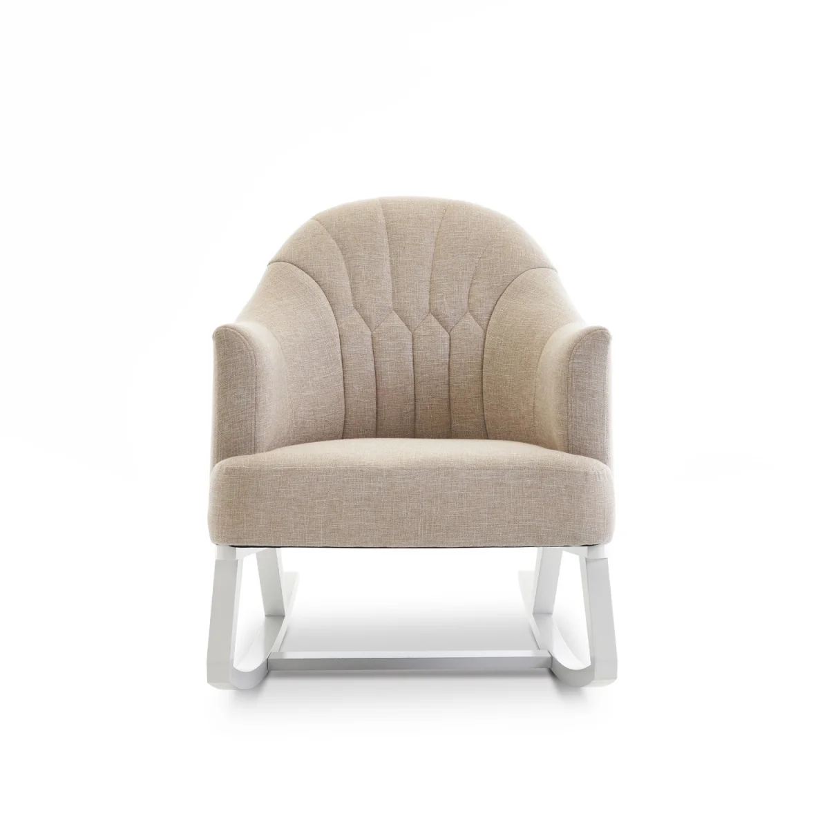 Obaby Round Back Rocking Chair - White with Sand Cushion – image 5