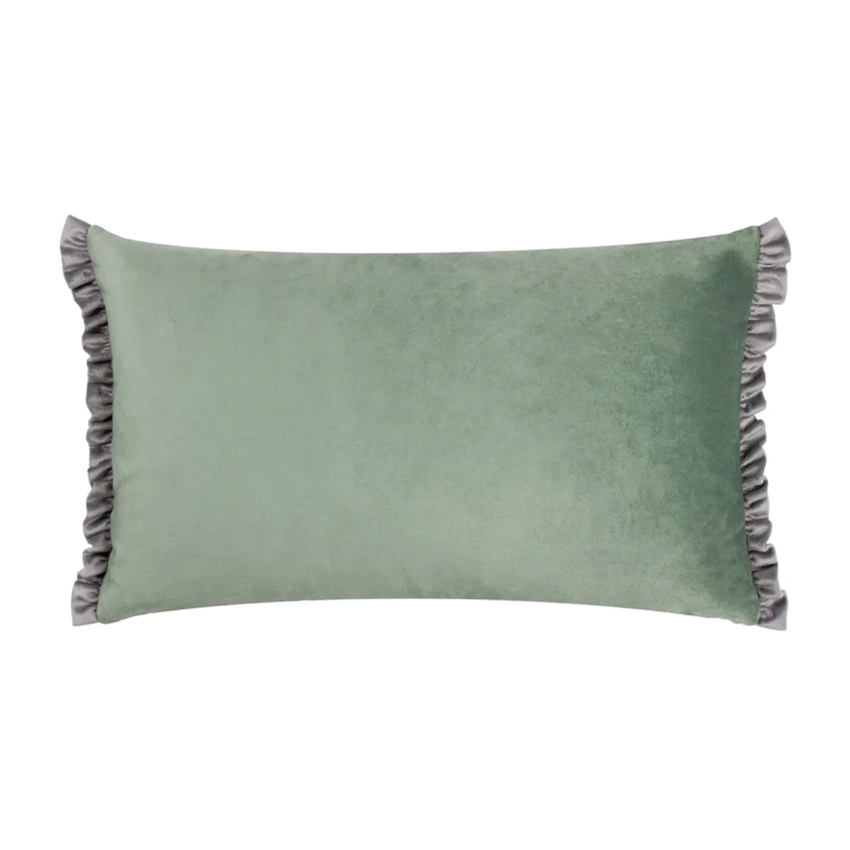 Chantilly Ruffle Velvet Cushion in Sage