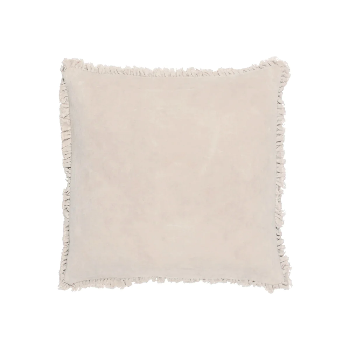 Lara Ruffled Velvet Cushion in Natural