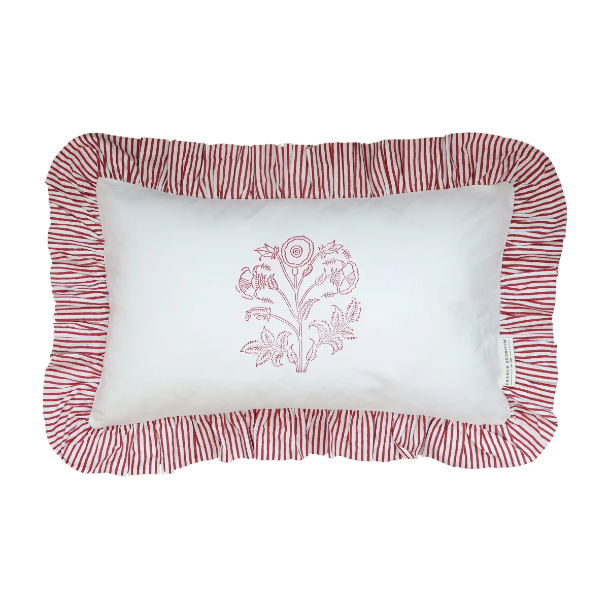 Floral Handblock Ruffle Cushion