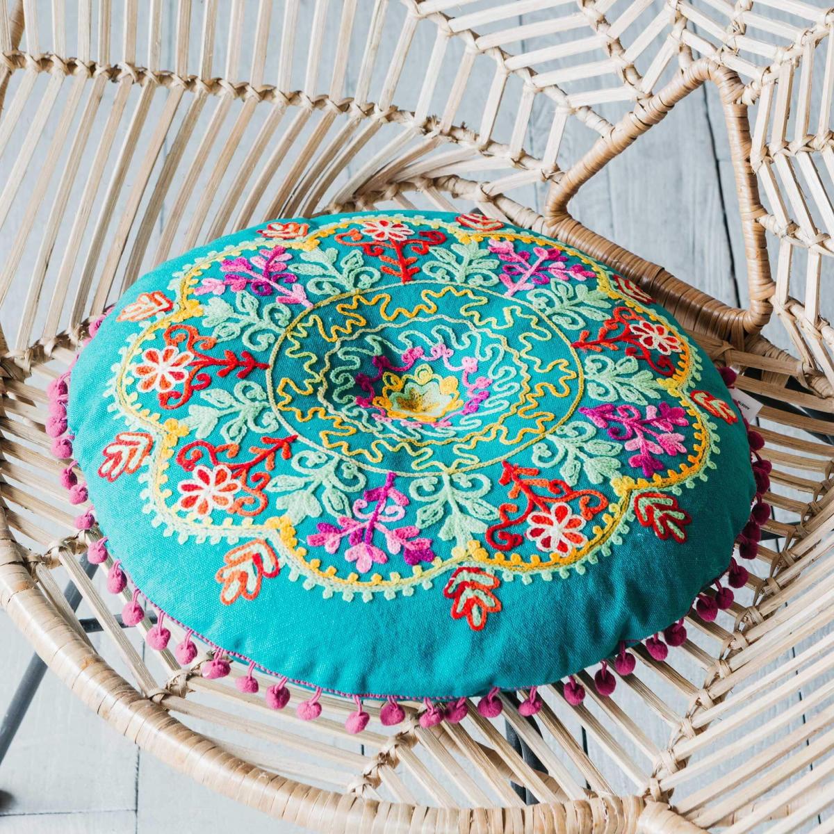 Round Fuchsia Boho Seat Cushion – image 2