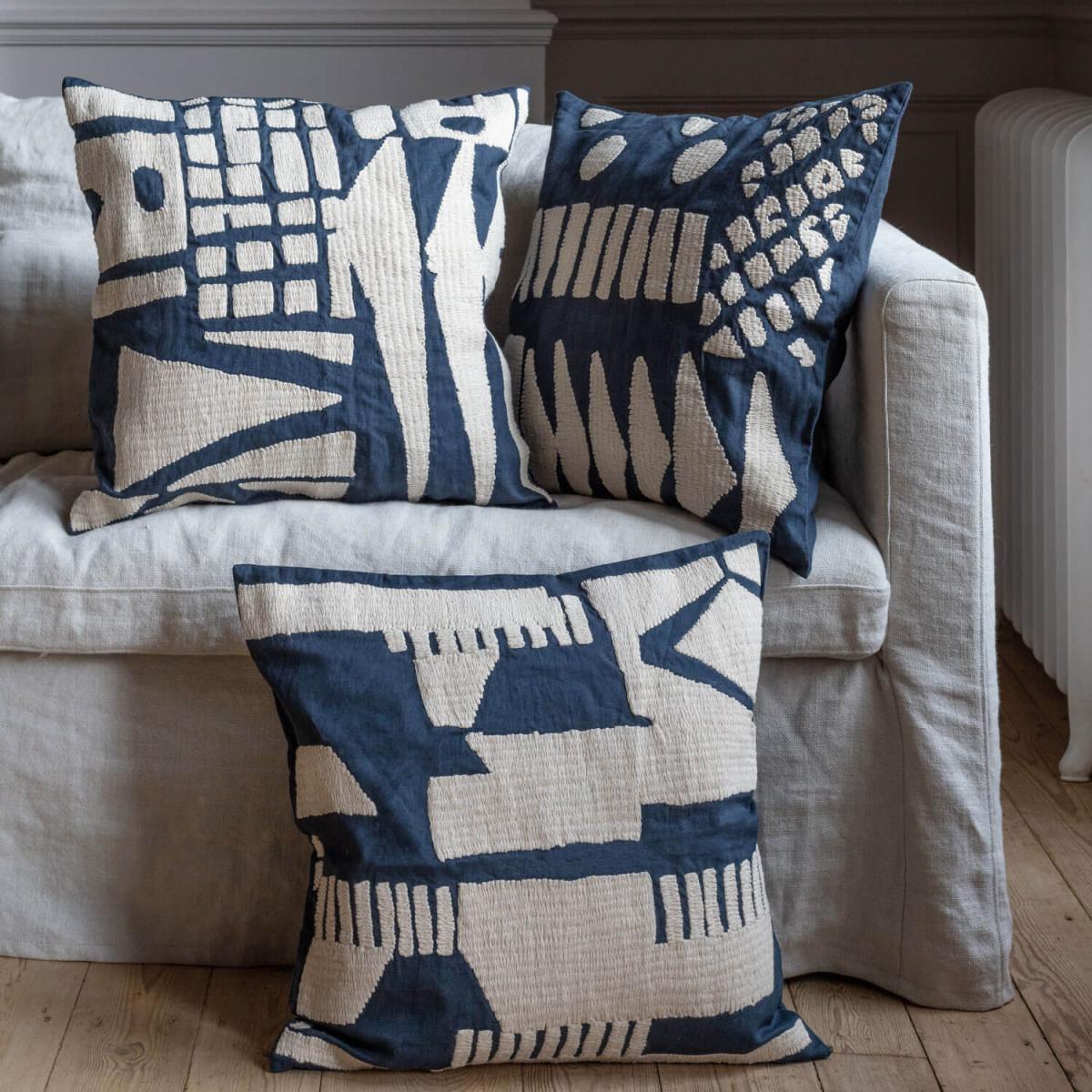 Graham and Green Louna Square Abstract Navy Cushion