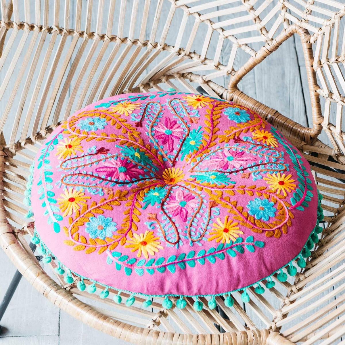 Round Green Boho Seat Cushion – image 3