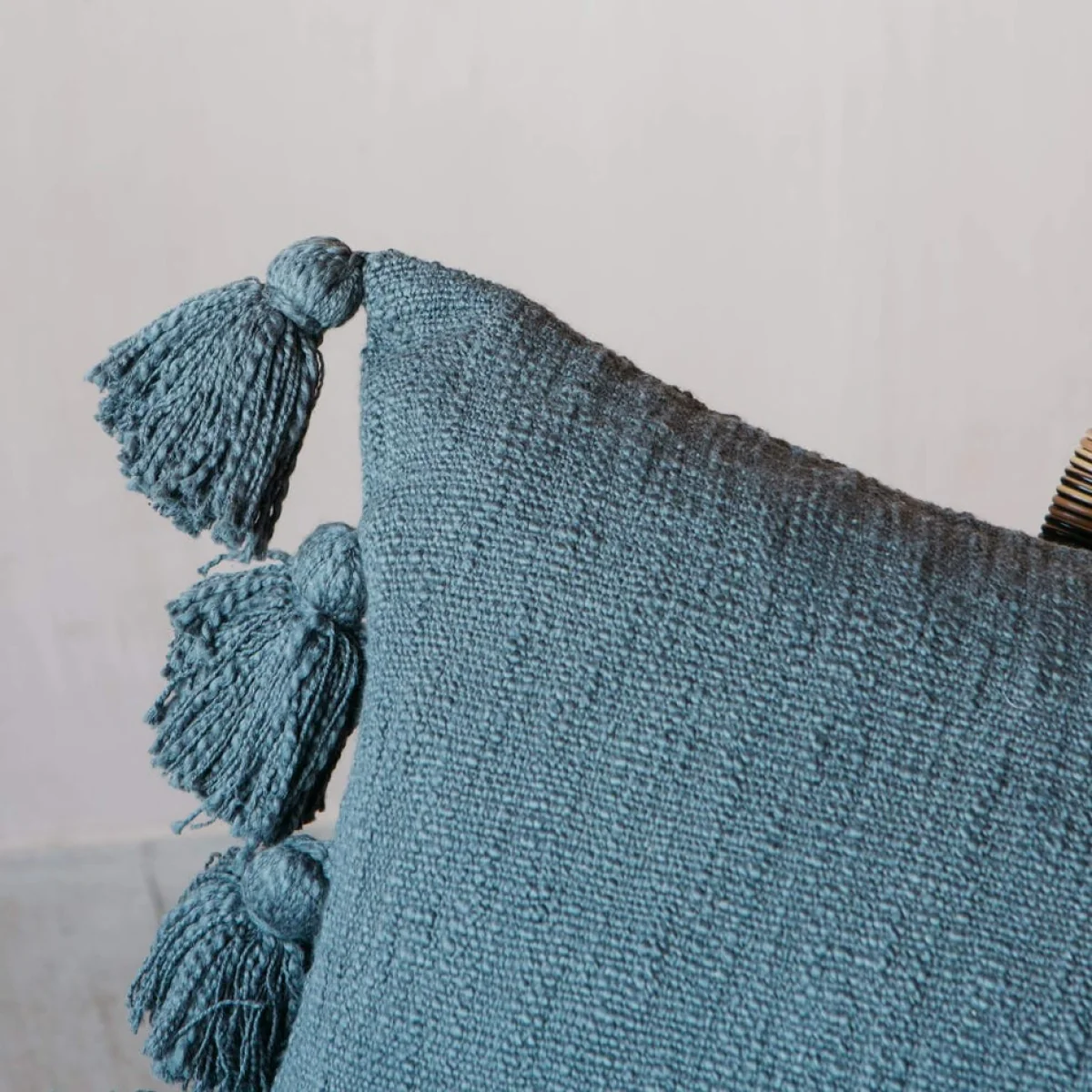 Teal Tassel Cushion – image 2