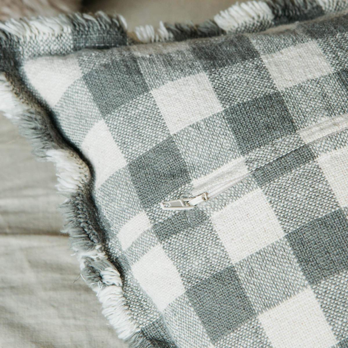 Green and White Gingham Cushion – image 3