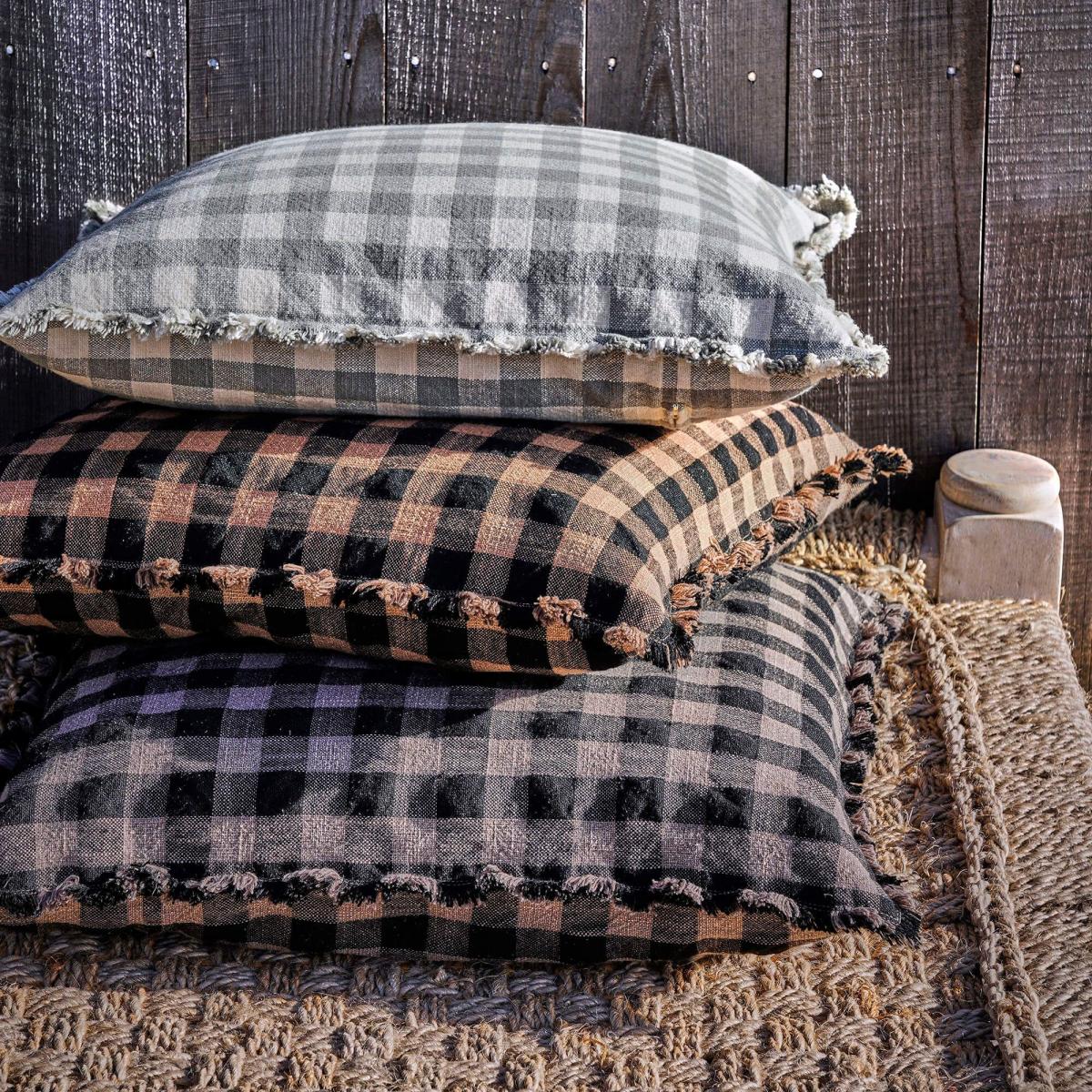 Green and White Gingham Cushion – image 5