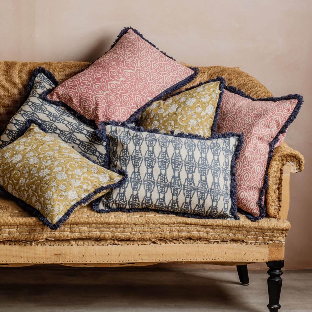 Graham and Green Colaba Rectangular Block Printed Cotton Cushion – image 2