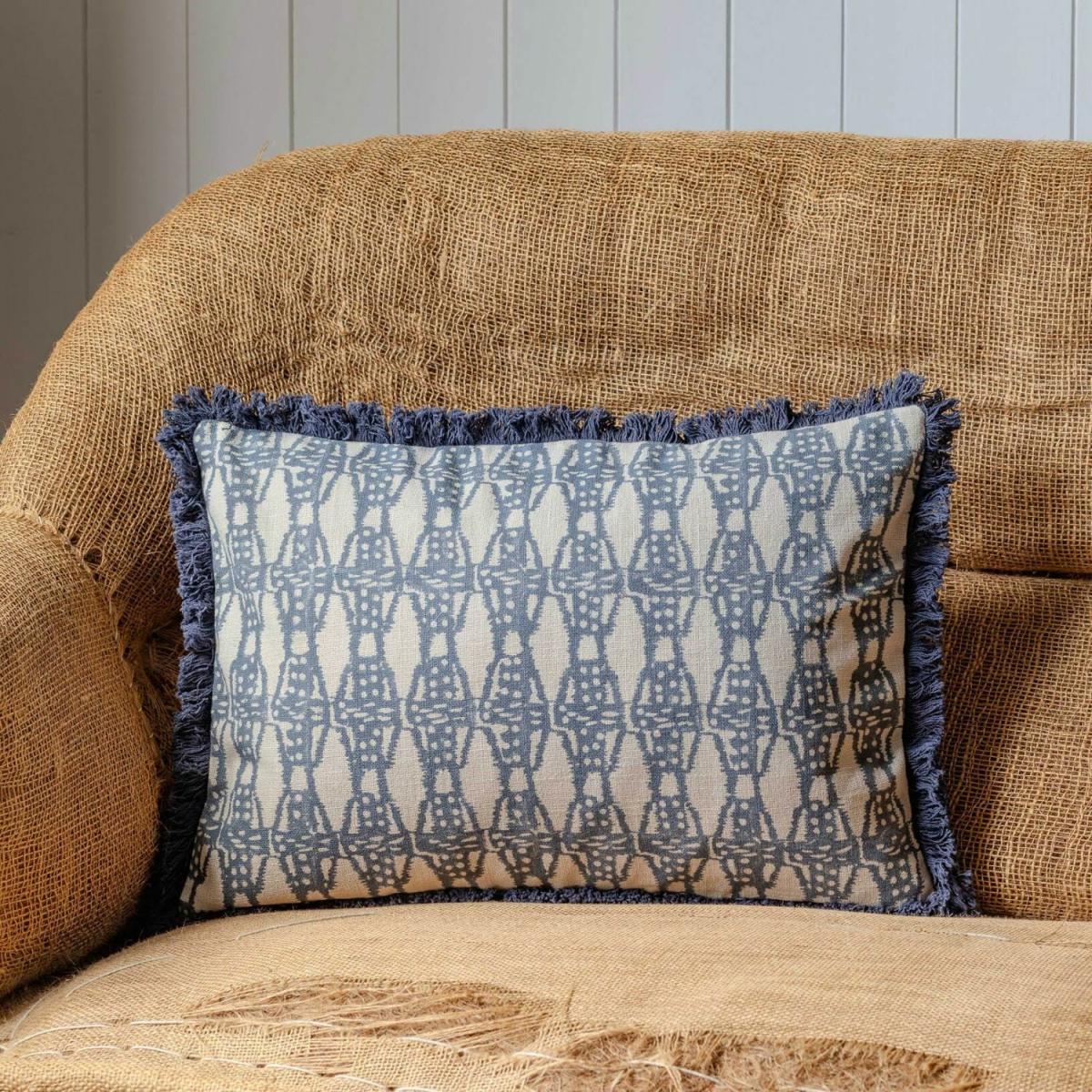 Graham and Green Colaba Rectangular Block Printed Cotton Cushion – image 3