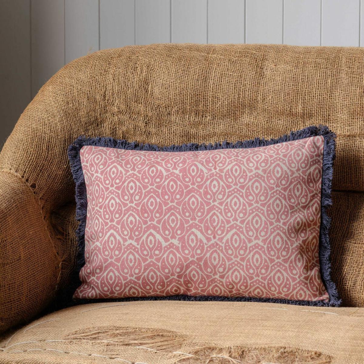 Graham and Green Colaba Rectangular Block Printed Cotton Cushion – image 4