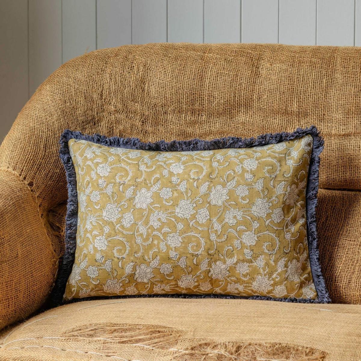 Graham and Green Colaba Rectangular Block Printed Cotton Cushion – image 5