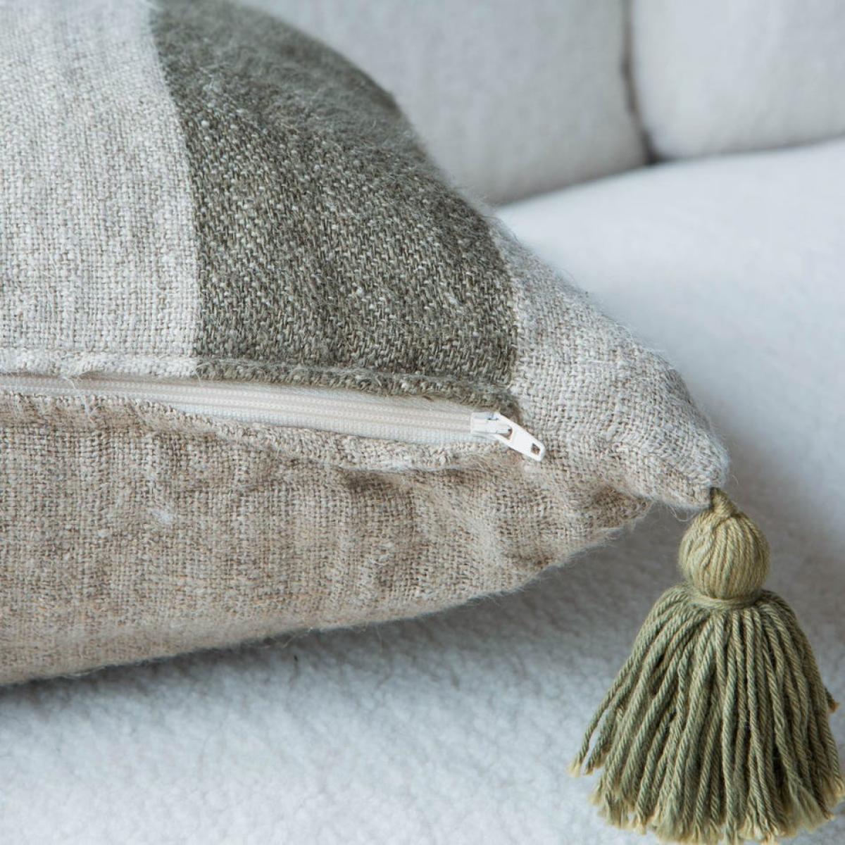 Graham and Green Green Stripe Tassel Cushion – image 4