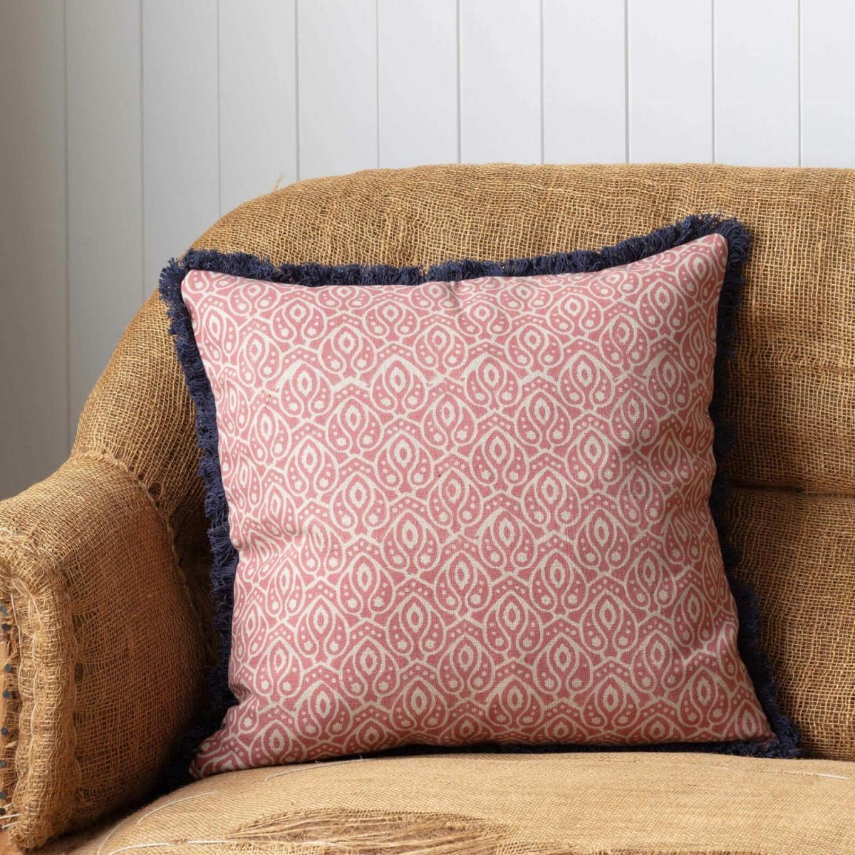 Graham and Green Shimla Square Block Printed Cotton Cushion – image 4