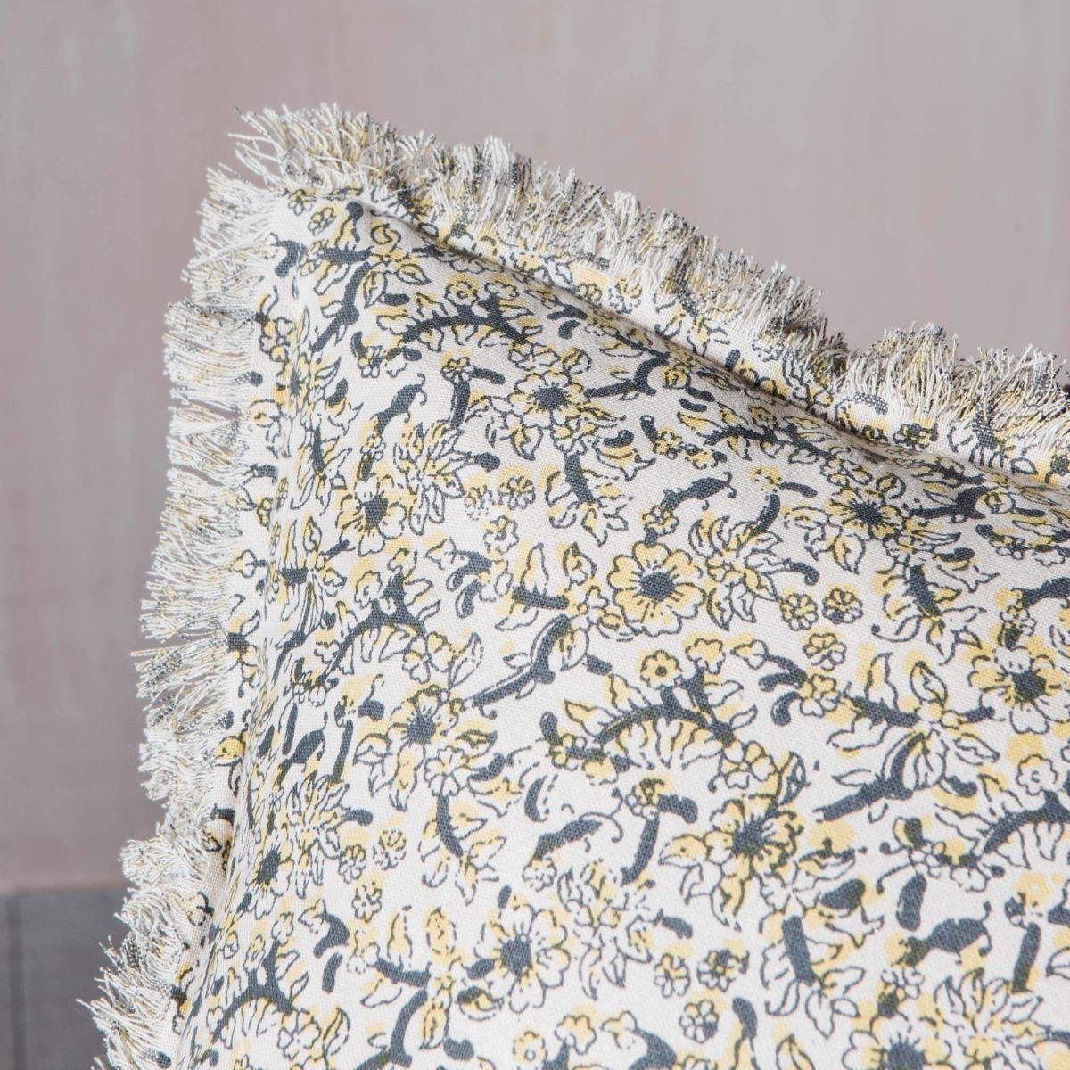 Yellow Ditsy Blossom Printed Cushion – image 2