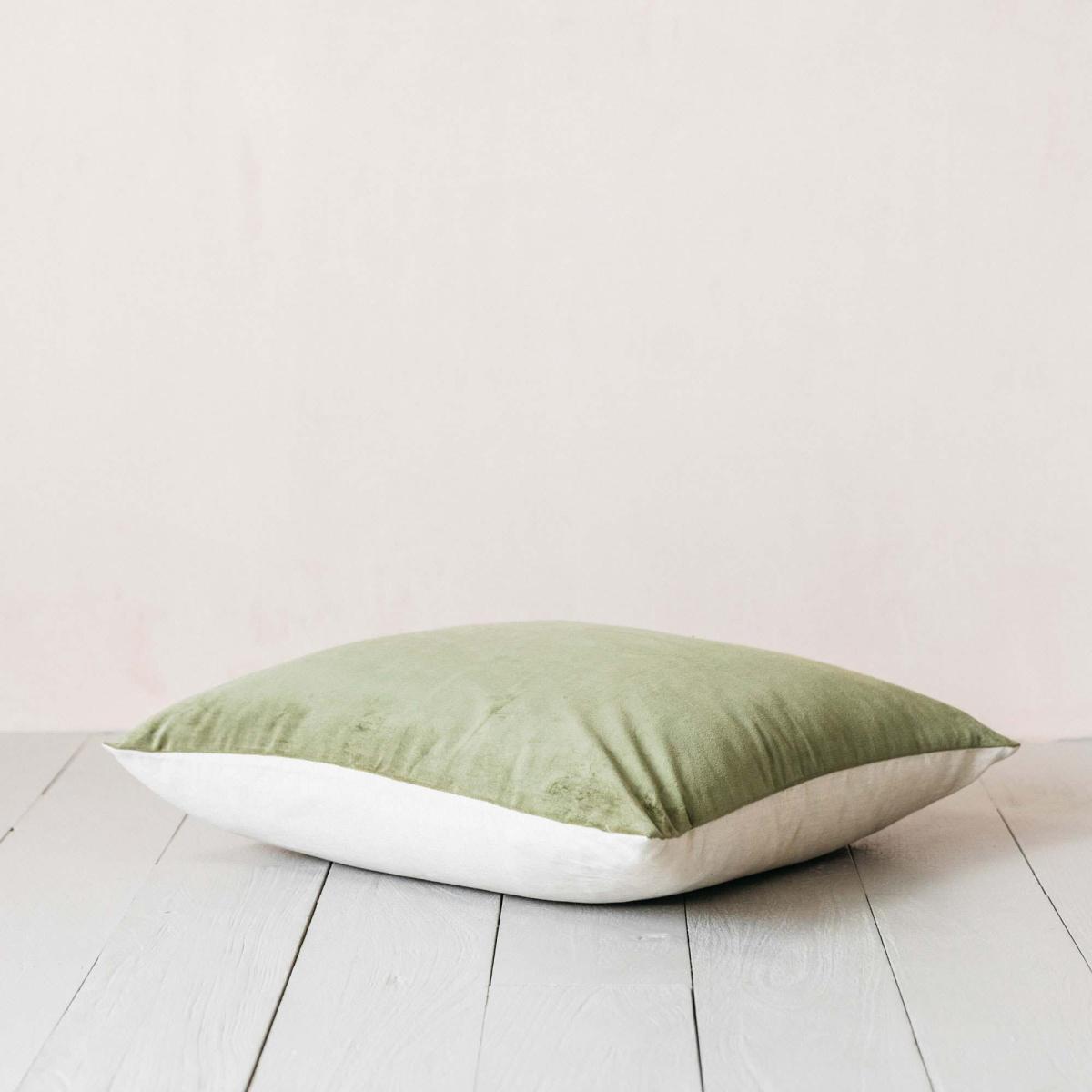Moss Green Velvet Large Square Cushion – image 8