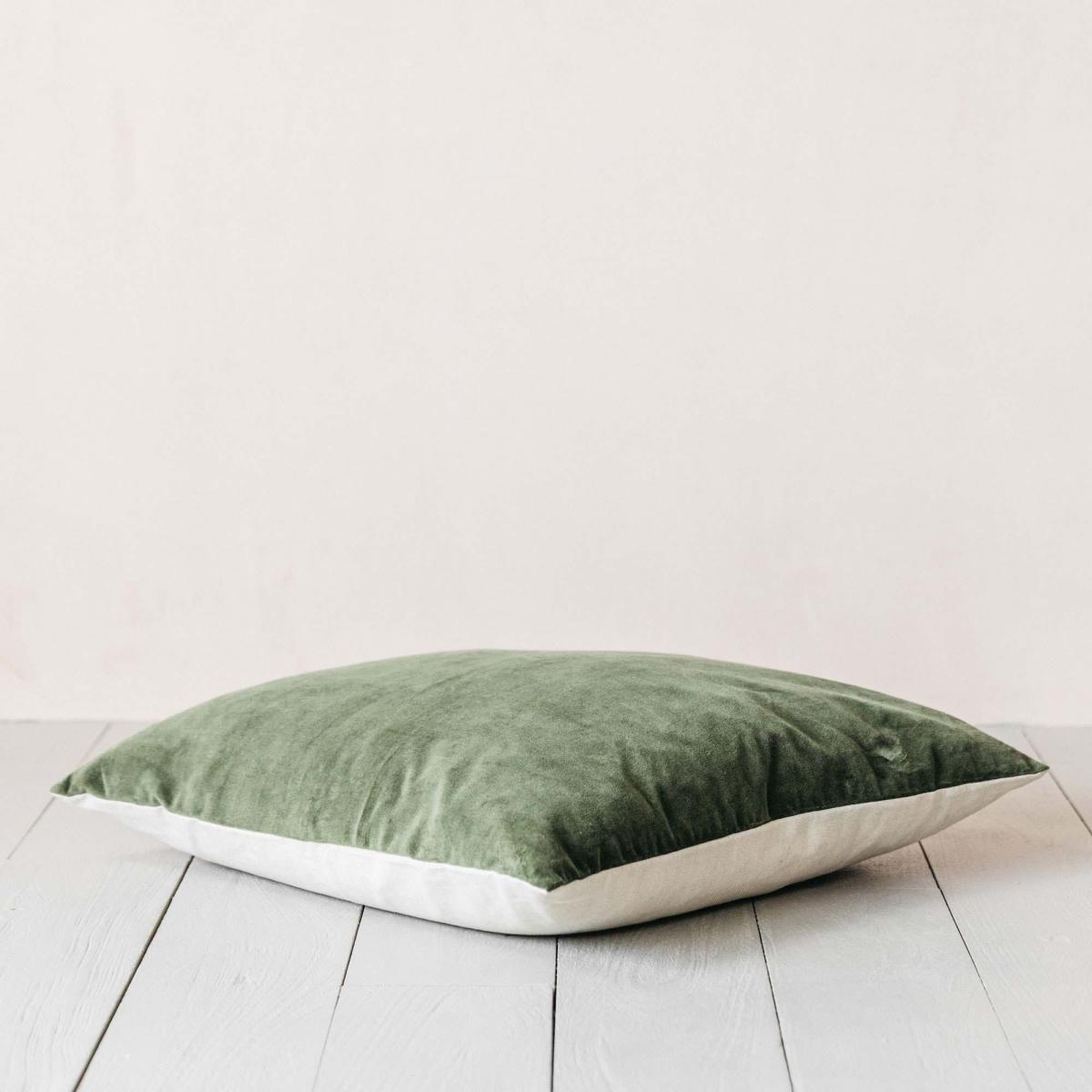 Moss Green Velvet Large Square Cushion – image 9