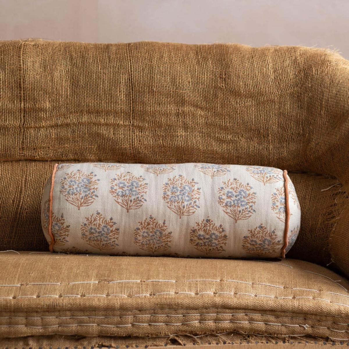 Graham and Green Asta Hand-Block Printed Bolster Cushion – image 4