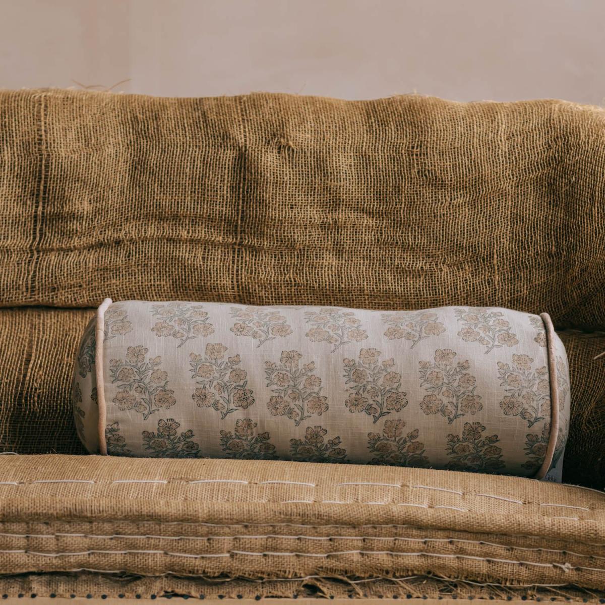 Graham and Green Asta Hand-Block Printed Bolster Cushion – image 6