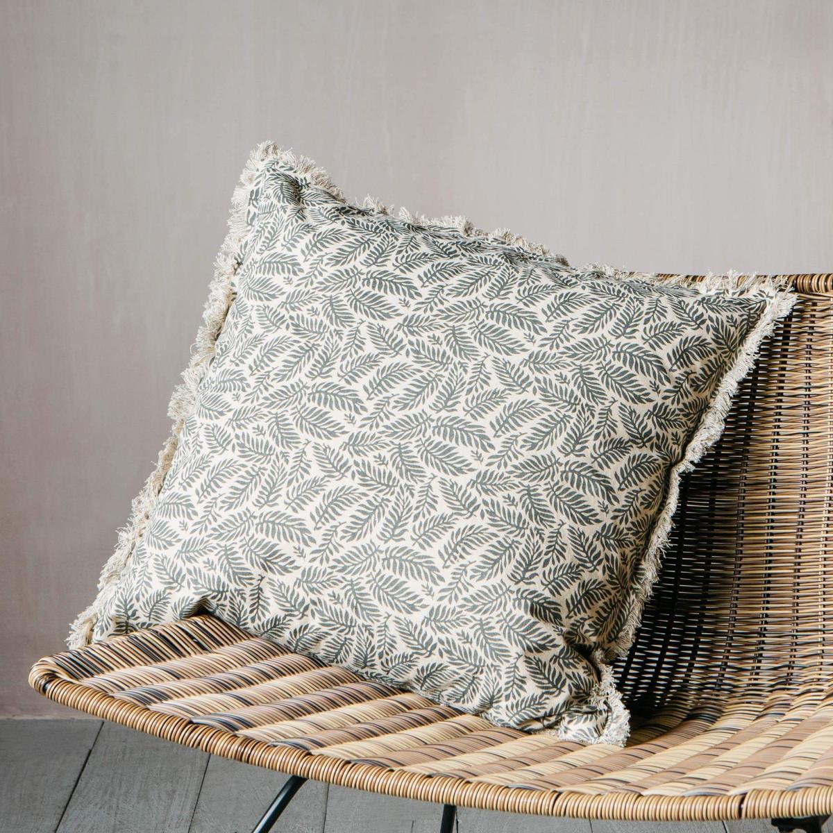 Khaki Fern Printed Cushion – image 1