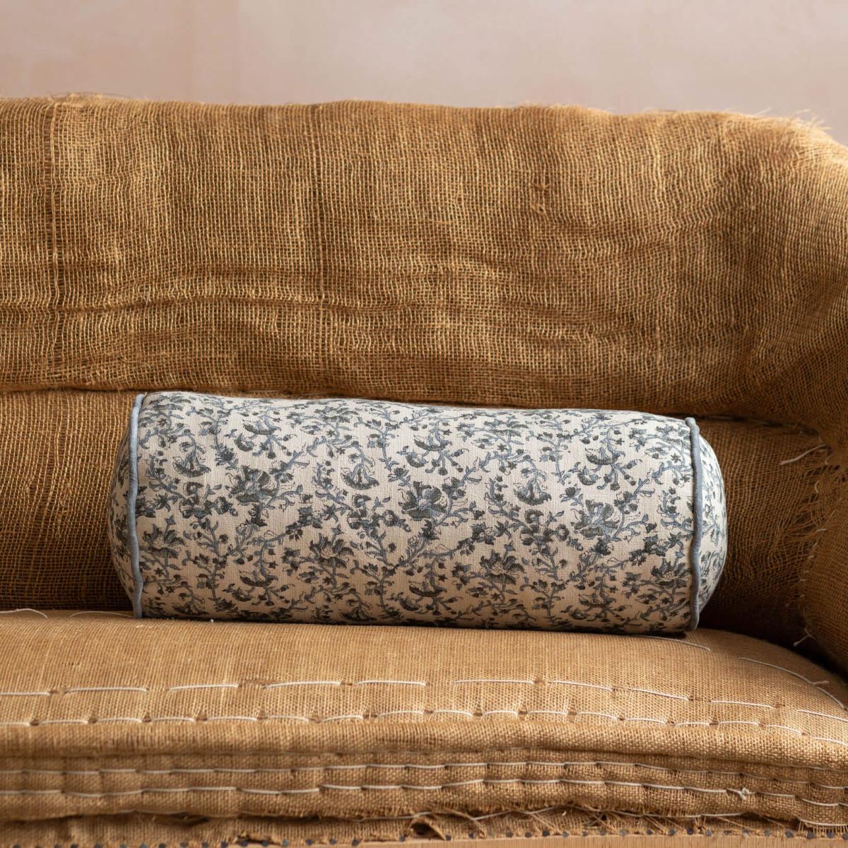Graham and Green Calantha Hand-Block Printed Bolster Cushion – image 2