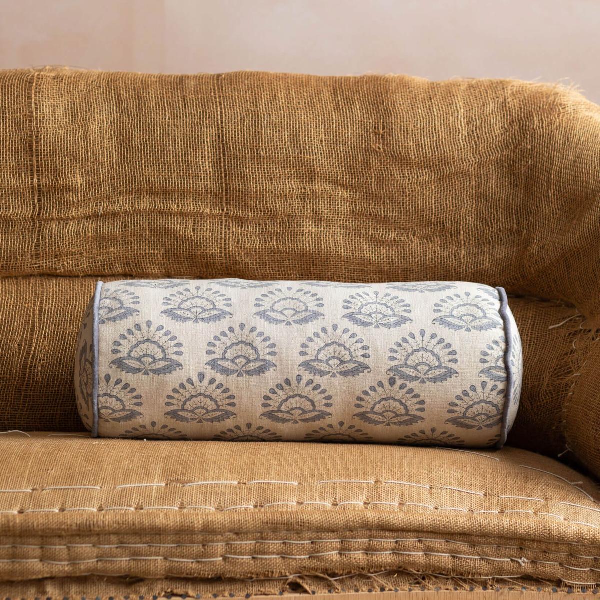 Graham and Green Calantha Hand-Block Printed Bolster Cushion – image 3