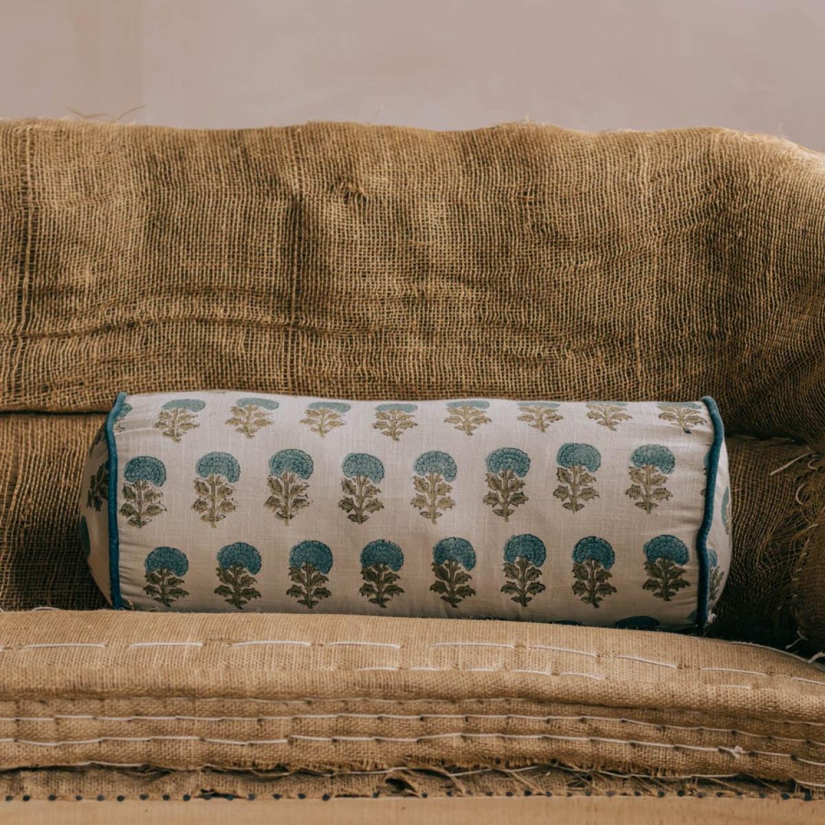 Graham and Green Calantha Hand-Block Printed Bolster Cushion – image 7
