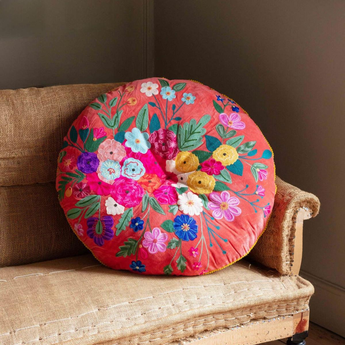 Graham and Green Navy Blue Bouquet Round Seat Pad Large – image 3