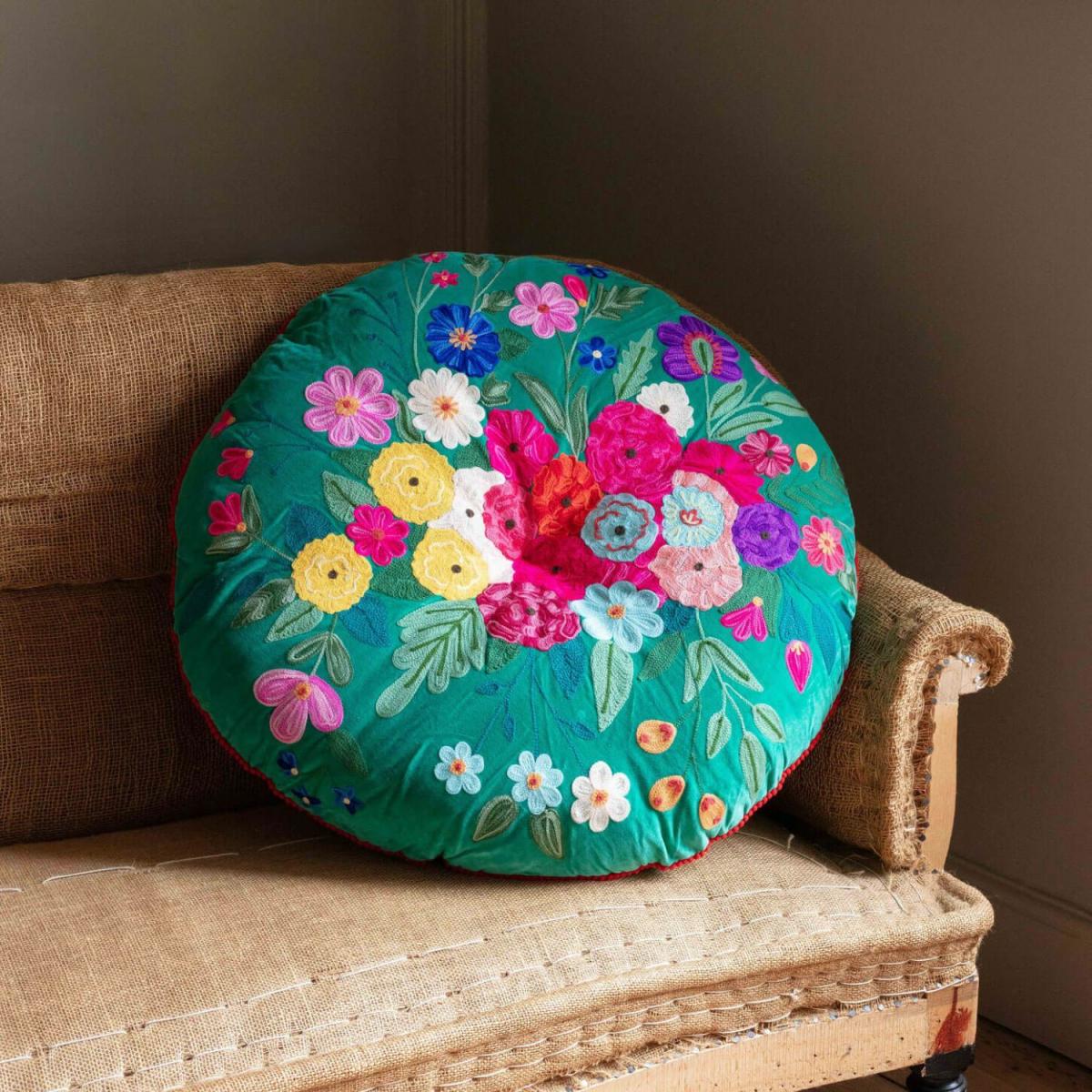 Graham and Green Navy Blue Bouquet Round Seat Pad Large – image 5