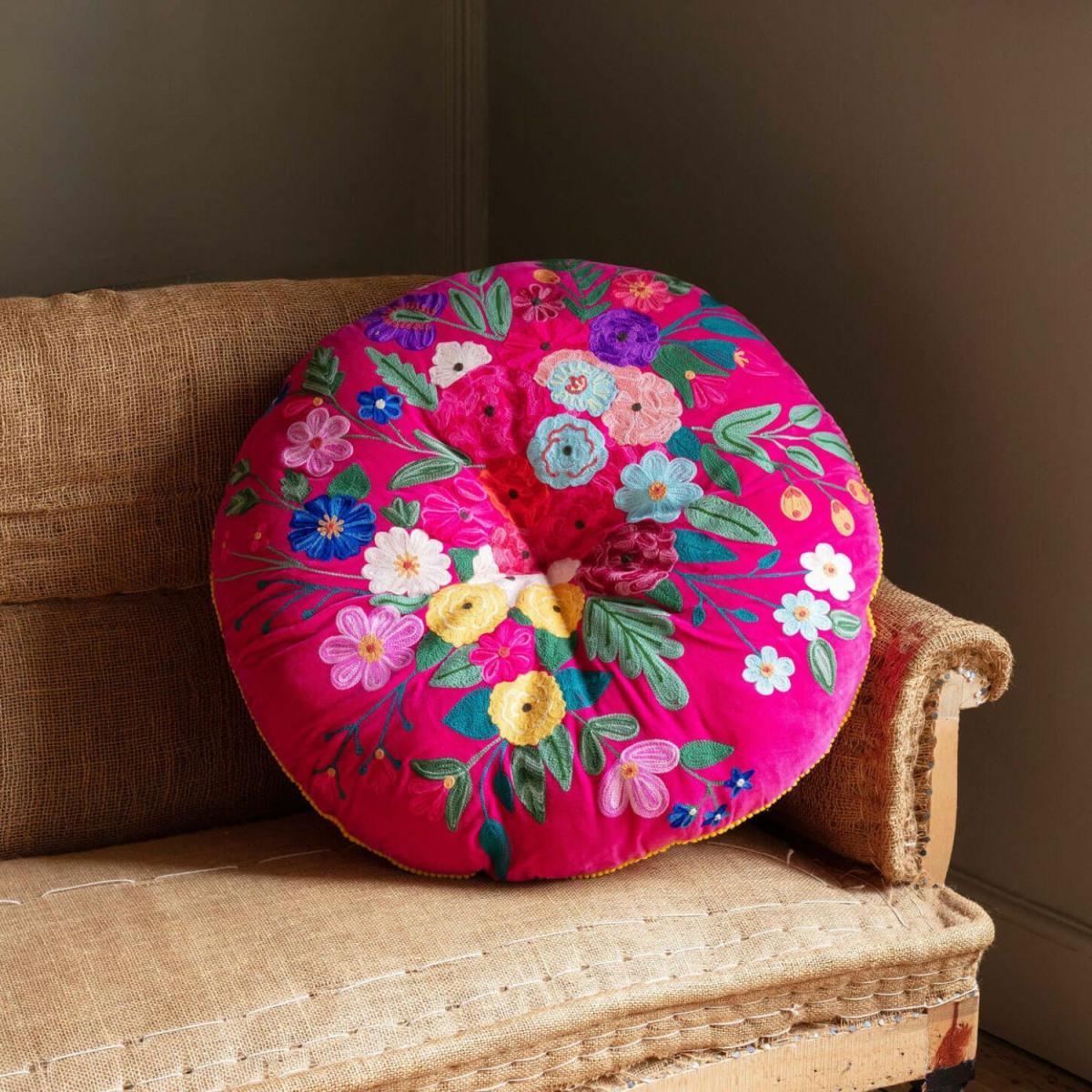 Graham and Green Navy Blue Bouquet Round Seat Pad Large – image 6