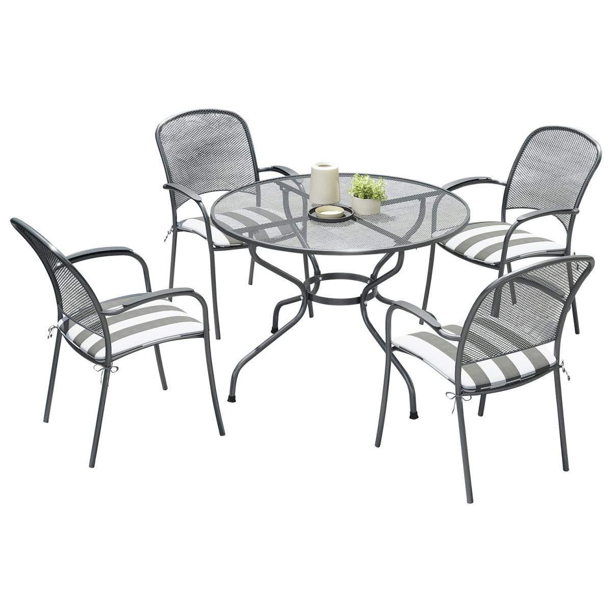Pacific Carlo 4 Seater Metal Patio Set with Cushions - Grey – image 2