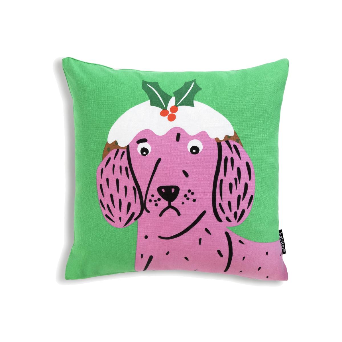 Habitat Christmas Dog Print Cushion - Multicolour - 43x43cm – image 1