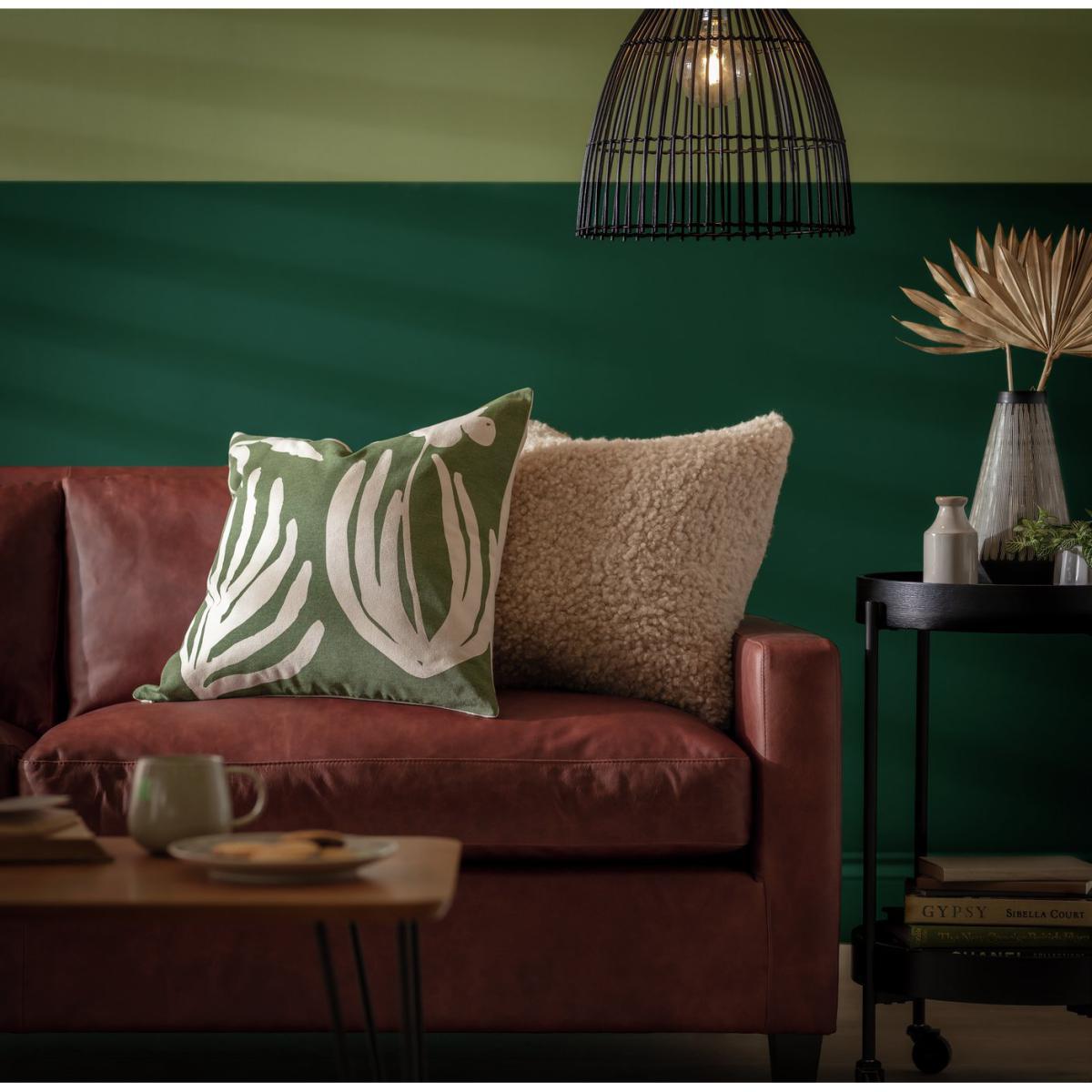 Habitat Leaf Print Cushion - Green - 43x43cm – image 3