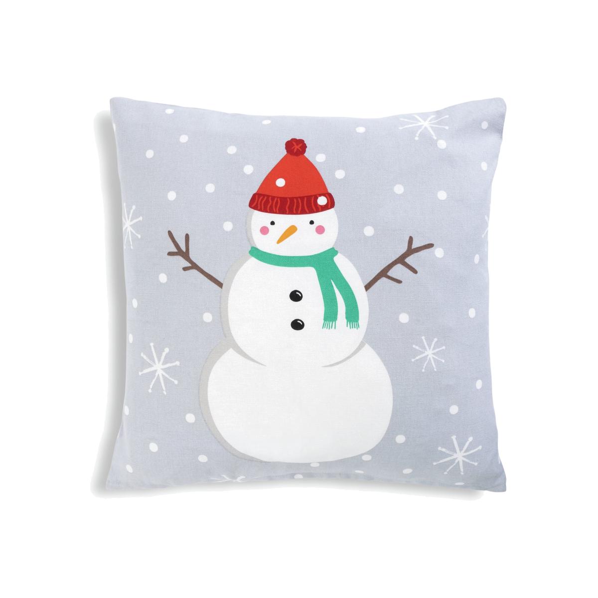 Habitat Christmas Snowman Print Cushion -Multicolour-43x43cm – image 1