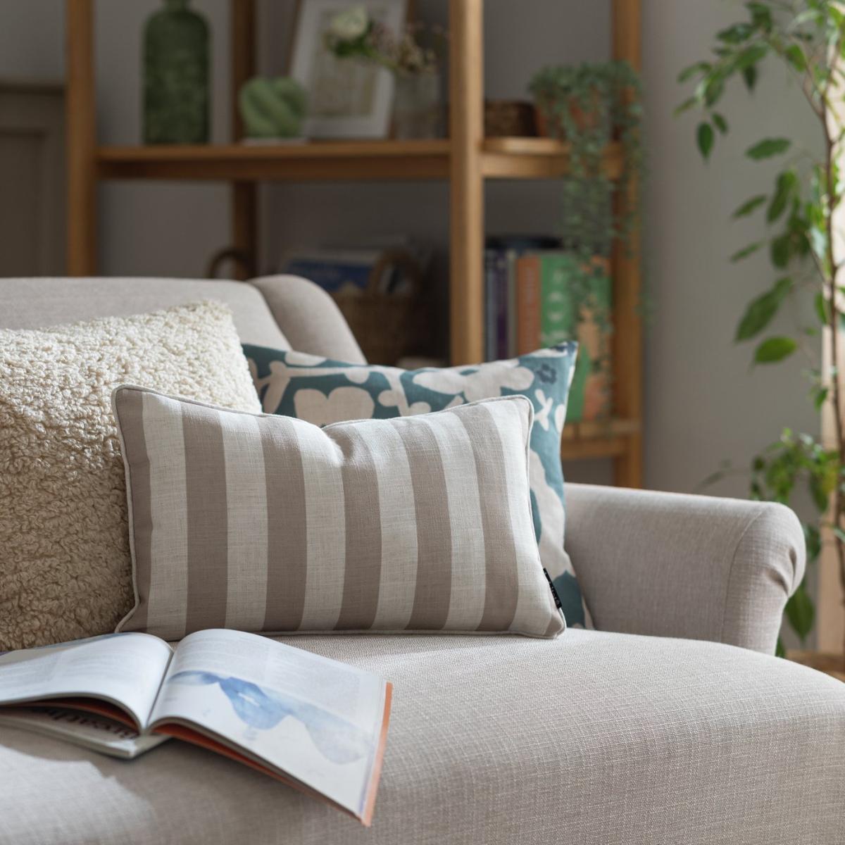 Habitat Striped Cushion - Coffee Cream - 30x50cm – image 3
