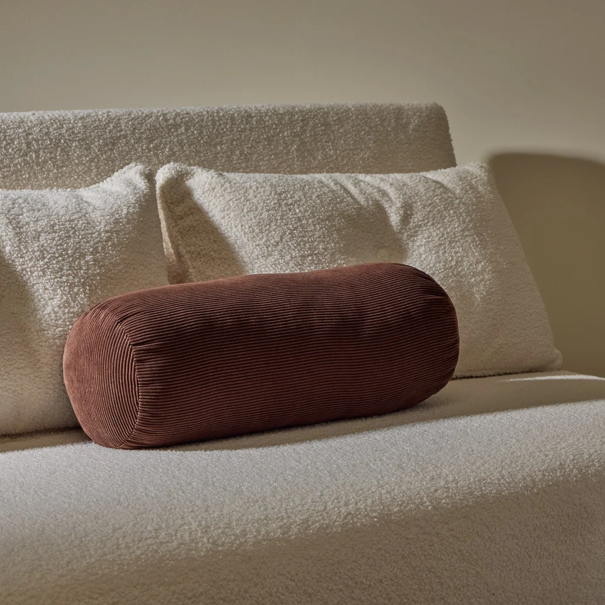 Habitat Cord Bolster Cushion Brown - 50x20cm – image 1