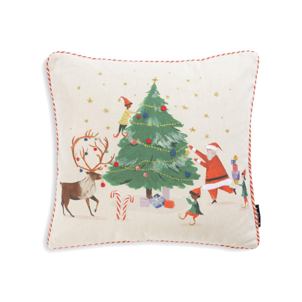 Habitat Christmas Scene Print Cushion - Muticolour - 43x43cm – image 1