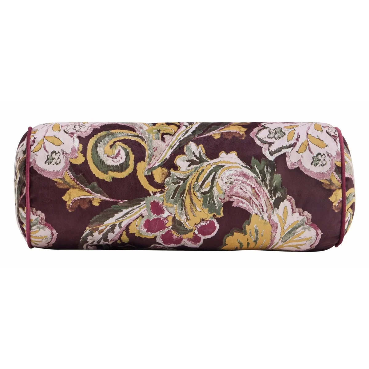 Habitat Chenille Paisley Floral Print Velvet Bolster Cushion Purple - 50x20cm – image 3
