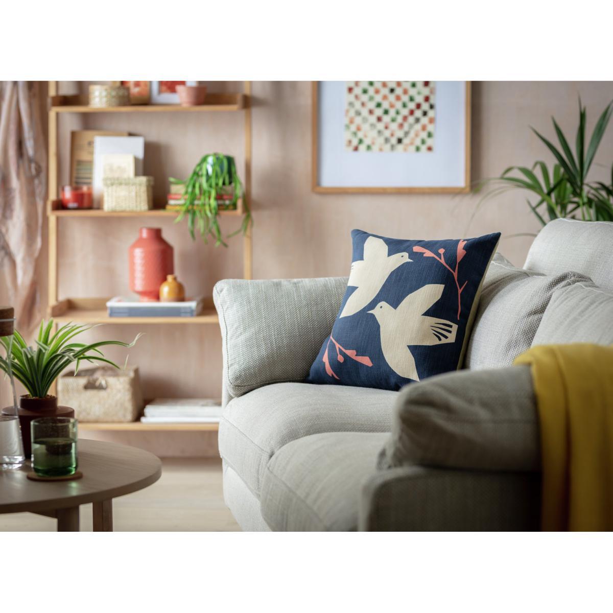 Habitat Folktale Bird Print Cushion Cover- Navy - 43x43cm – image 2