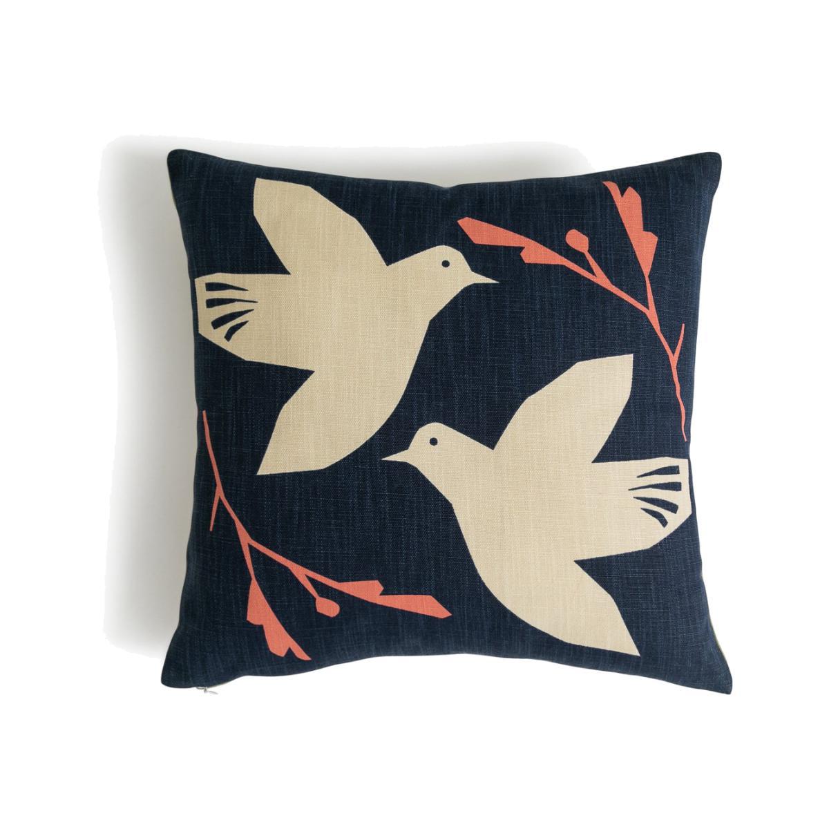 Habitat Folktale Bird Print Cushion Cover- Navy - 43x43cm – image 1
