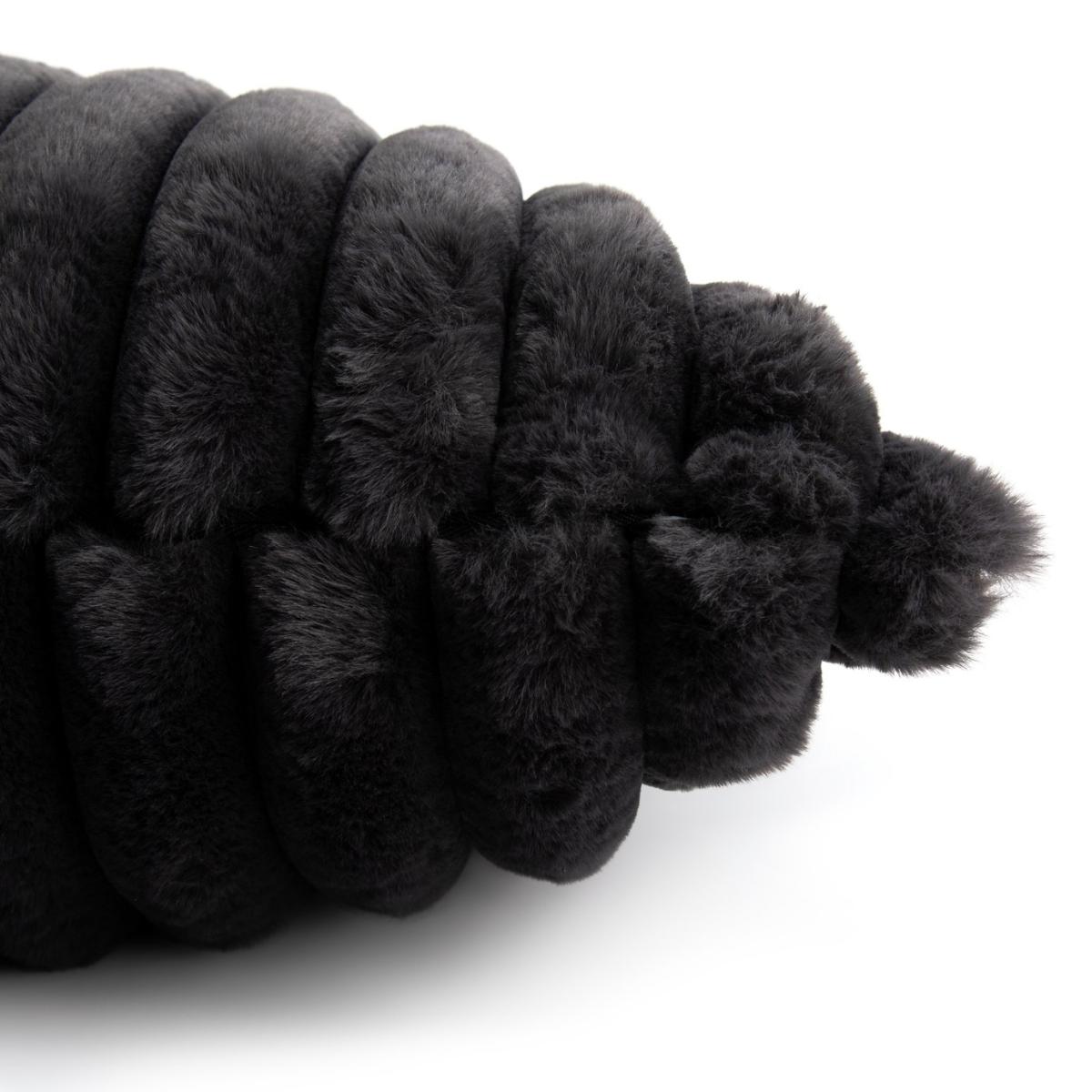 Habitat Ribbed Faux Fur Cushion - Charcoal - 50X50cm – image 3