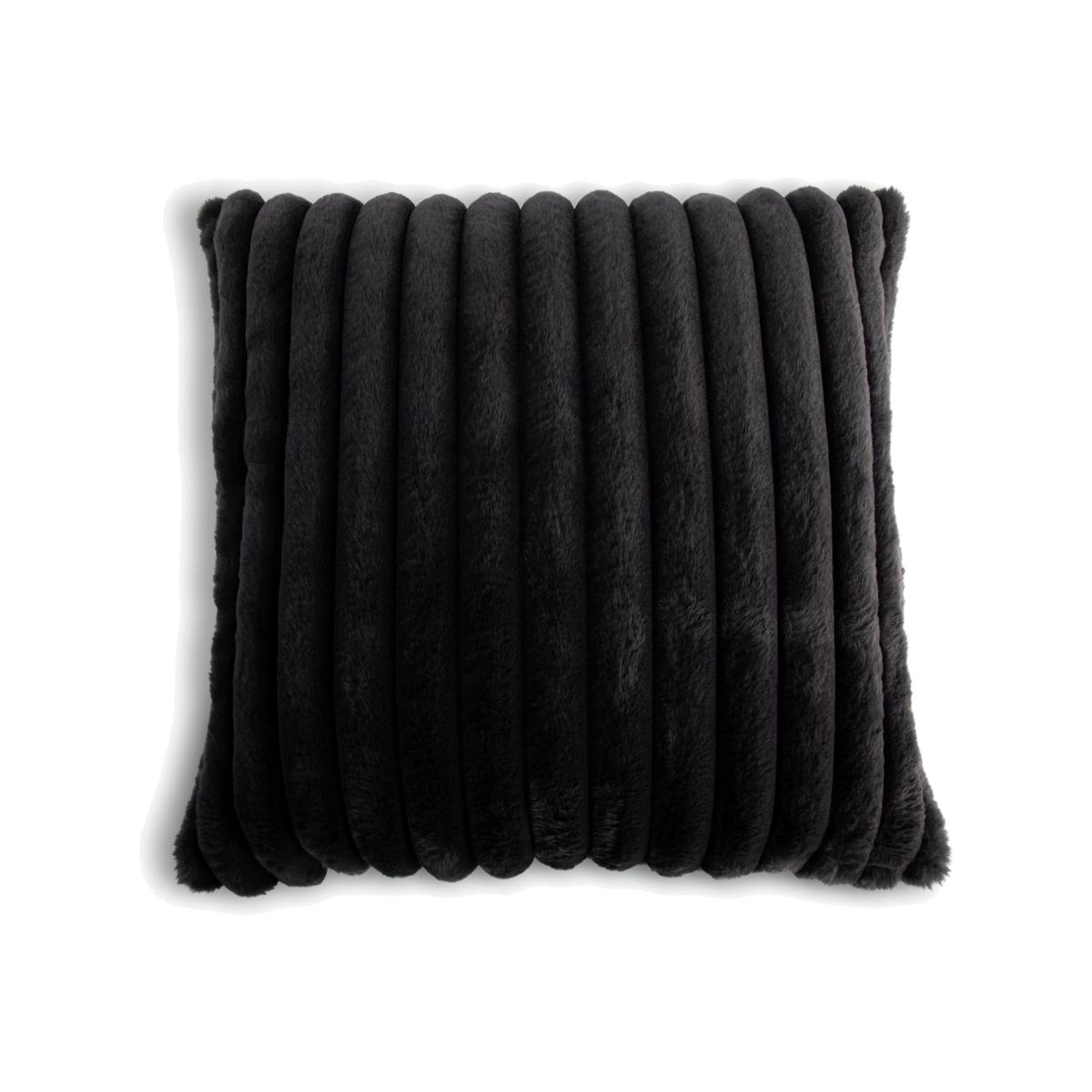Habitat Ribbed Faux Fur Cushion - Charcoal - 50X50cm – image 1