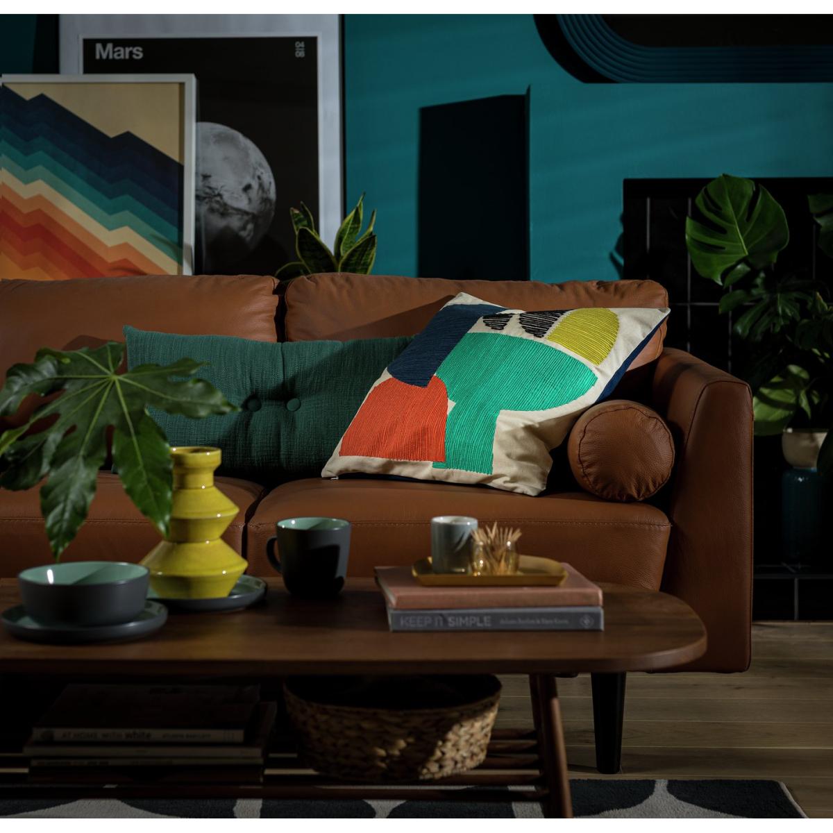 Habitat Mid Century Geo Embroidered Cushion Multi - 43x43cm – image 3