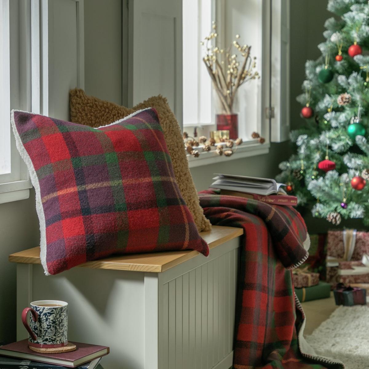 Habitat Sherpa Check Cushion - Multicoloured - 43x43cm – image 3
