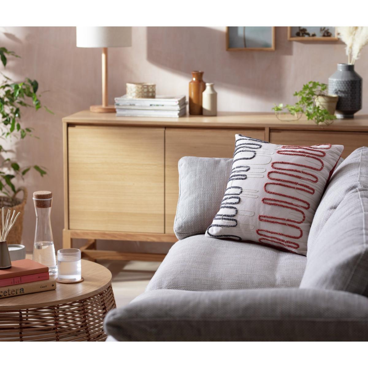 Habitat Squiggle Embroidered Cushion - Cream - 43x43cm – image 2