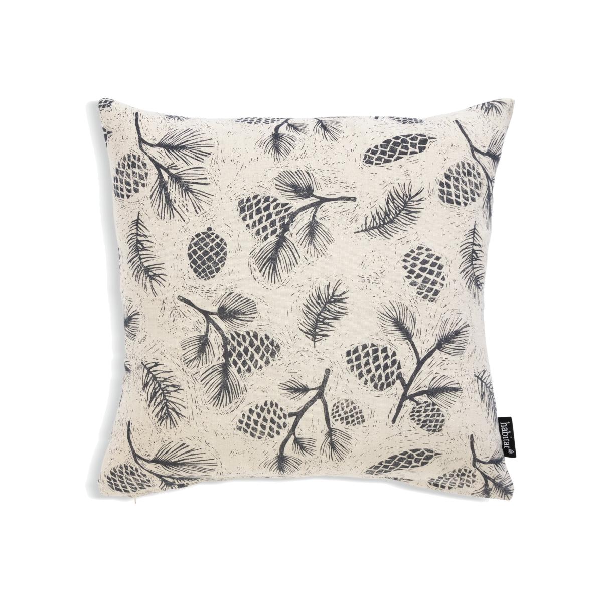 Habitat Pinecone Print Cushion - Grey - 43x43cm – image 1