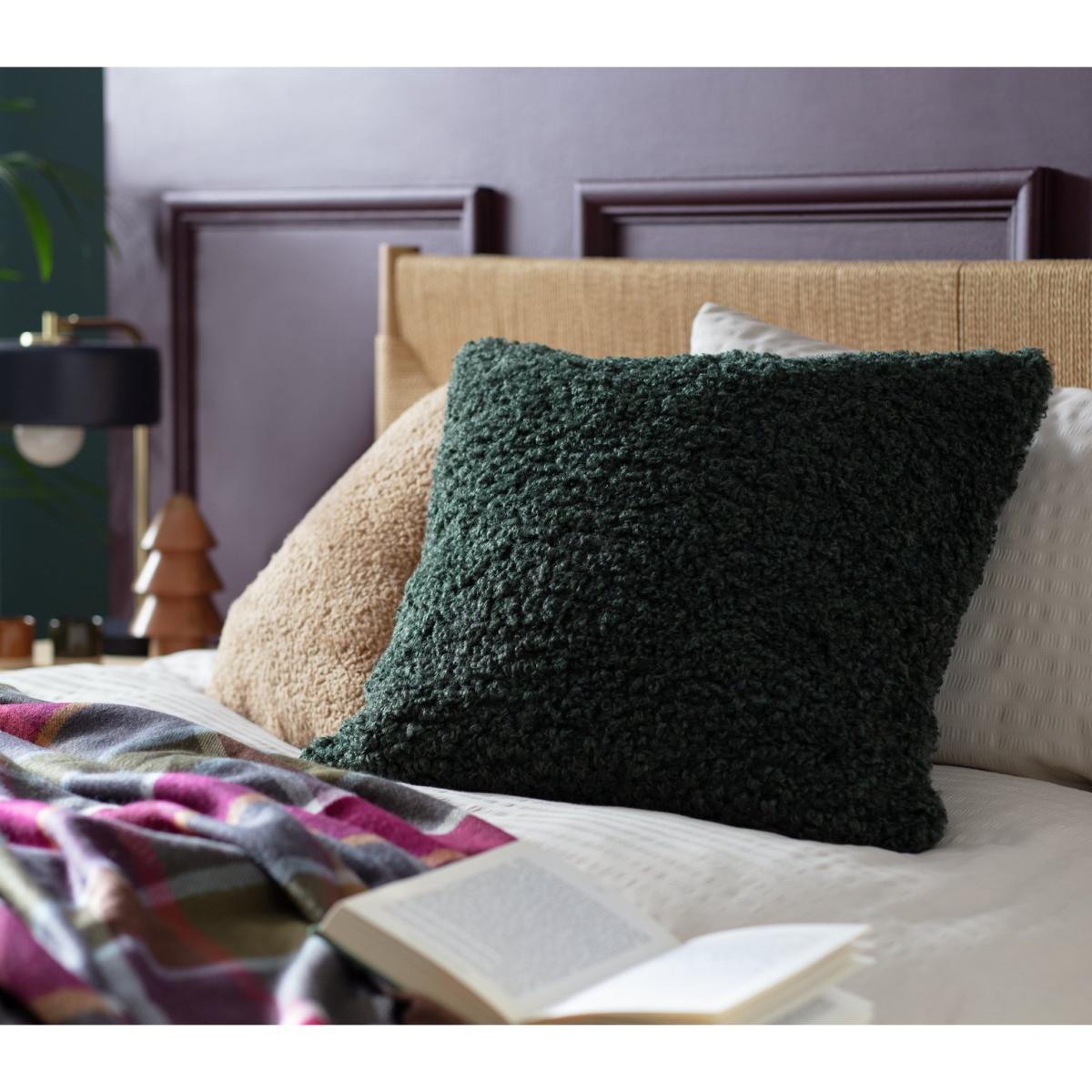 Habitat Faux Shearling Cushion - Green - 50X50cm – image 3